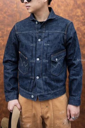 Red Tornado Cow King Denim Loose Green Fruit Collar Raw Selvedge Denim Coats Western Ranch Denim Jacket Lot510