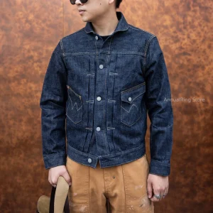 Red Tornado Cow King Denim Loose Green Fruit Collar Raw Selvedge Denim Coats Western Ranch Denim Jacket Lot510