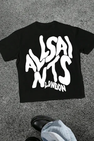 London Elastic Text T-Shirt, Bold Font Graphic Shirt, Suitable for Men's Street Style Clothing, Suitable for All Seasons, Comfortable and Fitted, Ideal Gift