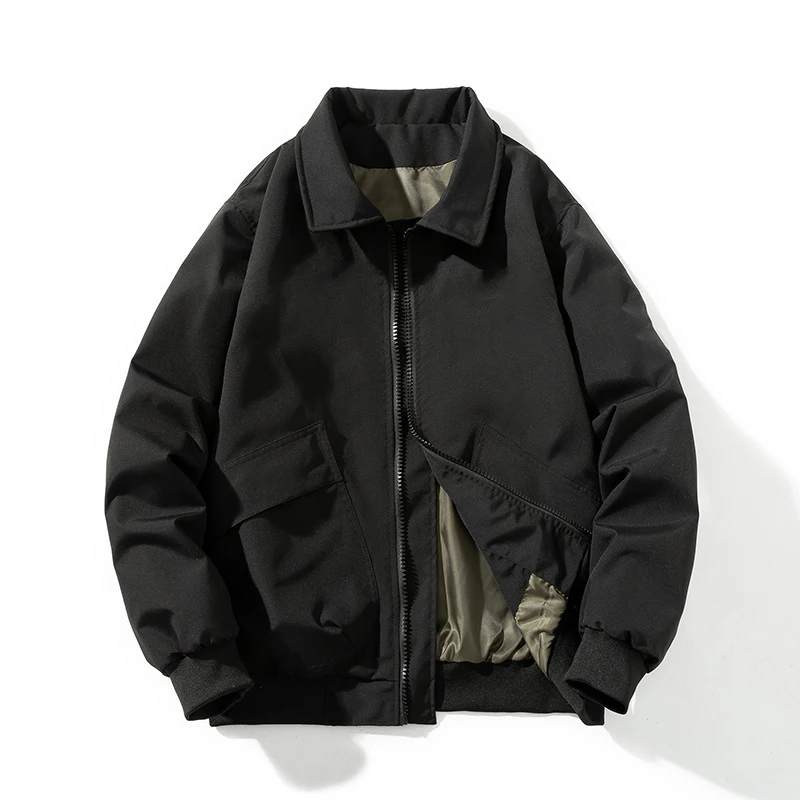 Autumn Winter Jackets Men Solid Bomber Jacket Men Military Vintage Retro Motorcycle Jacket Casual Parkas Windbreaker Pocket Male - Image 5