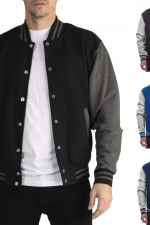 2025 New Arrival Fashion Fleece Casual Baseball Uniform Cotton Spliced Regular Rib Sleeve Brand Clothing Bomber Jacket Men S-XXL