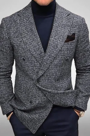 Men Slim Fit Turndown Collar Solid Color Streetwear Autumn Winter British Style Buttons Suit Jacket Coat British Blazer