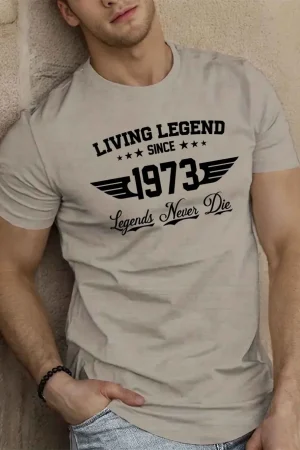 American style new summer men's 1973 printed micro elastic breathable round neck T-shirt outdoor casual top