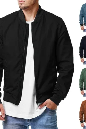 2023 new Solid Color Bomber Jacket Men Casual Slim Fit Baseball Mens Jackets New Autumn Fashion High Quality Jackets for Men