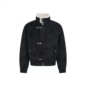 Inner Wool Thickened Bomber Jacket For Men And Women American Aircraft Buckle Retro Fashion Stand Collar Parka Vintage Coat